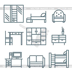 Мебель для дома Набор иконок - векторное изображение