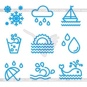 Water And Drop Icons Set - vector clipart