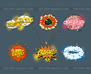 Comic blank text speech bubbles in pop art style set - vector clipart