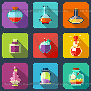 Transparent Magic Elixir in Different Colors With - vector clip art