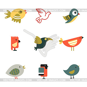 Birds Different Styles - vector image