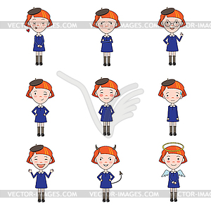 Set of Emotions Character in Flat Style - vector EPS clipart
