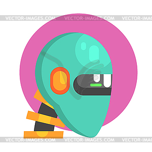 Blue Android Head Portrait, Part Of Futuristic - vector clipart