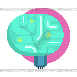 Elecrtonic Brain For Android, Human Organ Replica, - vector image