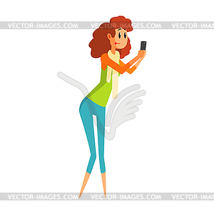 Journalist Taking Photo With Smartphone, Official - vector clip art