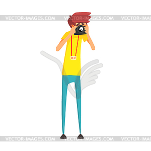 Journalist Photographer Taking Photo, Official Pres - vector clipart