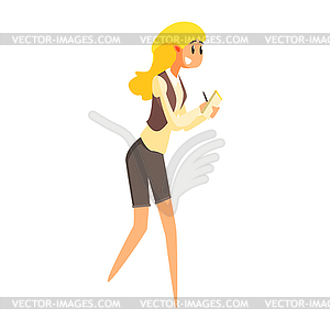 Journalist With Block note And Pen, Official Press - vector clipart