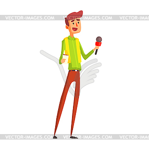 Journalist Taking Interview, Official Press Reporte - vector image