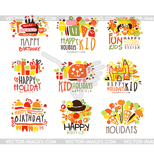 Happy Child Holiday Colorful Graphic Design Templat - vector clip art