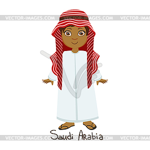 Boy In Saudi Arabia Country National Clothes, - vector clip art