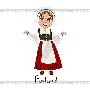 Девушка В Финляндии Страна Национальная одежда, Ношение - векторный графический клипарт