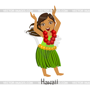 Girl In Hawaii Country National Clothes, Wearing - vector clip art