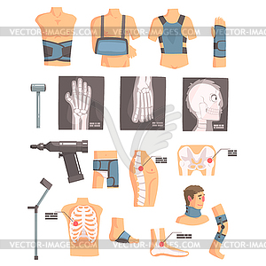 Orthopedic Surgery And Orthopaedics Attributes And - color vector clipart