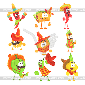 Mexican Food And Vegetables Series OF Cool Cartoon - vector image