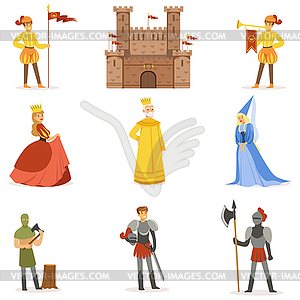 Mittelalterliche Comic Figuren Und Europaischen Mittelalter Vector Clip Art