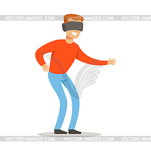 Man In Virtual Reality Glasses,Part Of Happy - vector clipart