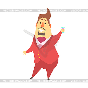 Millionaire Rich Man At Party Drinking Martini,Funn - vector image