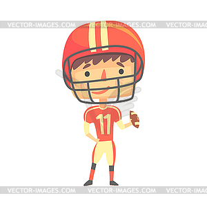 Boy American Football Player, Kids Future Dream - vector image