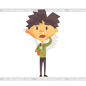 Boy In Green Sweater With Running Nose, Primary - royalty-free vector image