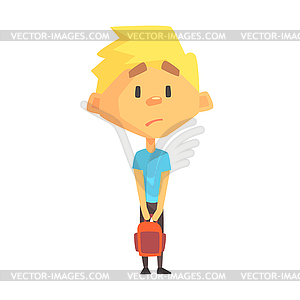 Sad Blond Boy, Primary School Kid, Elementary - vector clip art