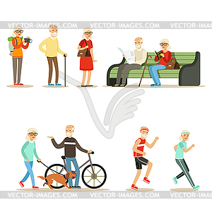 Old People Living Full Live And Enjoying Their - vector clipart