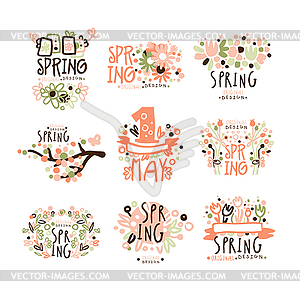 Spring, 1 May set for label design. Spring holidays - vector clipart