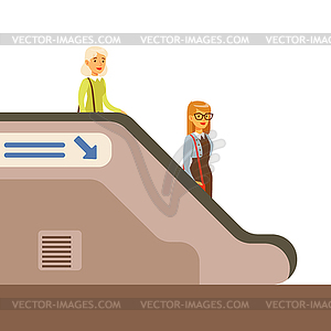 Pasangers по убыванию Эскалатор в метро, часть - изображение в векторе / векторный клипарт