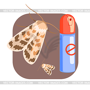 Can of moth insecticide. Colorful cartoon - vector image