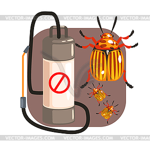 Pressure sprayer for extermination colorado potato - vector EPS clipart