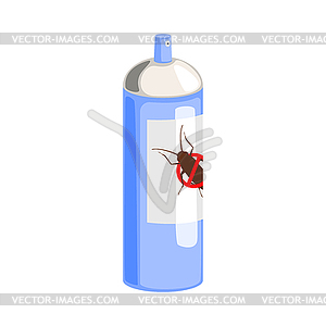 Blue can of cockroach insecticide. Colorful cartoon - vector clipart