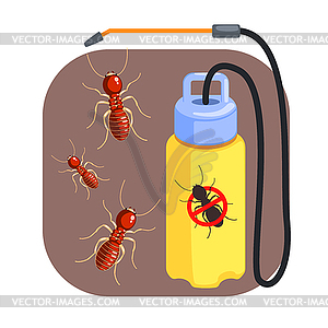 Pressure sprayer for extermination of termites and - vector clipart