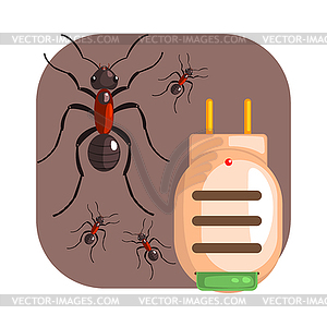 Электрический анти муравей фумигатор. Красочный мультяшный - рисунок в векторе