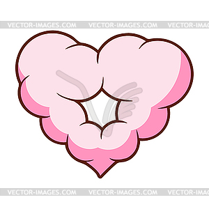 Pink heart shaped cloud. Colorful cartoon - vector clipart