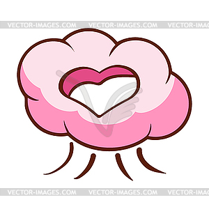 Heart shaped cloud. Colorful cartoon - vector clipart