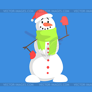 Alive Classic Three Snowball Snowman In Santa - vector clipart