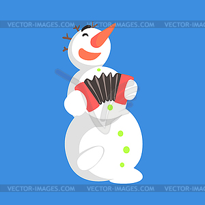 Alive Classic Three Snowball Snowman Playing - vector clip art