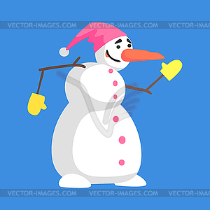 Alive Classic Three Snowball Snowman In Pink Hat An - royalty-free vector image