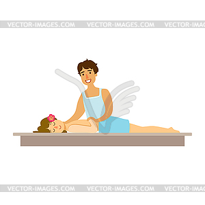 Young woman having rejuvenating massage in - vector clipart