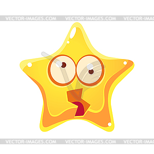 Yellow star shocked and dizzy with rotating big eyes - vector image