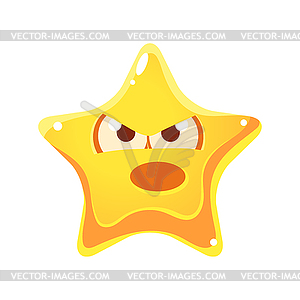 Yellow star with emotional face angry and screaming - vector clipart