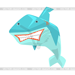 Great White Shark Marine Fish Living In Warm Sea - vector image