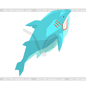 Great White Shark Marine Fish Living In Warm Sea - vector clipart