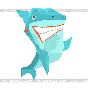Great White Shark Marine Fish Living In Warm Sea - vector clipart