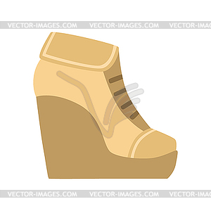 Female Brown Wedge Bootie, Footwear Flat Icon, Shoe - color vector clipart