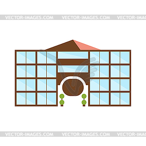 Symmetric Shopping Mall Modern Building Exterior - vector clip art