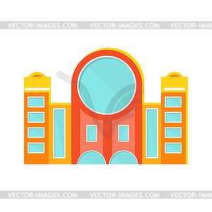 Red And Yellow Shopping Mall Modern Building - vector image