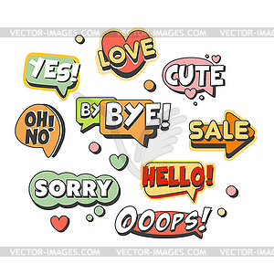 Comic speech bubbles for different emotions and - vector clipart