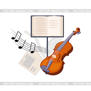 Violin And Musical Notebook, Set Of School And - vector clip art