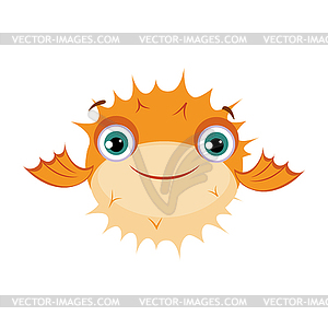 Yellow puffer fish. Sea, tropical, aquarium fish. - vector clip art