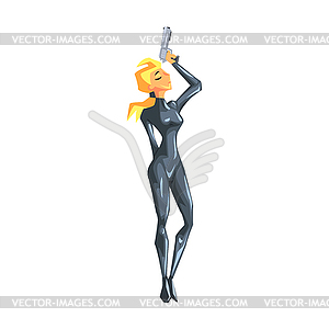 Secret Service Female Agent Posing With Gun In Cat - vector clipart